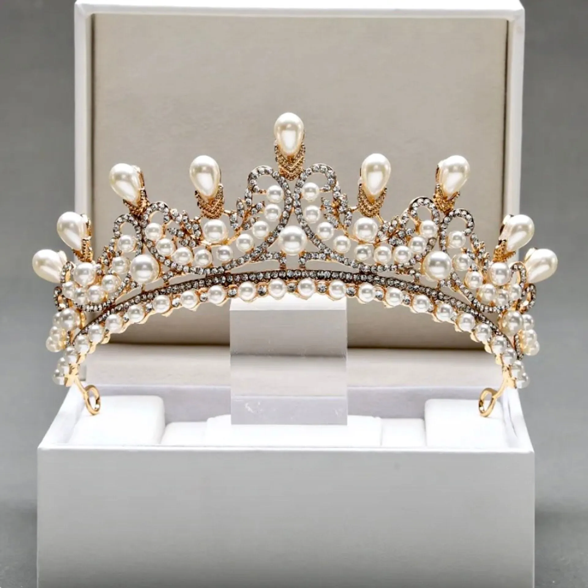 "Maddison" - Pearl Bridal Tiara - Available in Silver and Gold