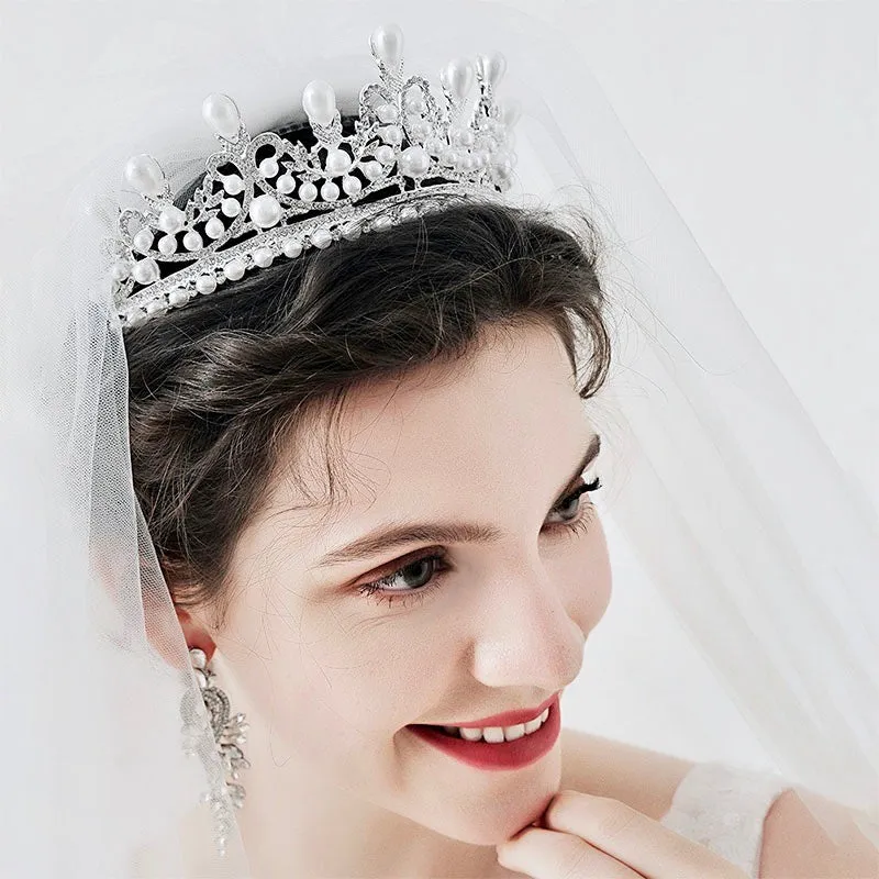 "Maddison" - Pearl Bridal Tiara - Available in Silver and Gold