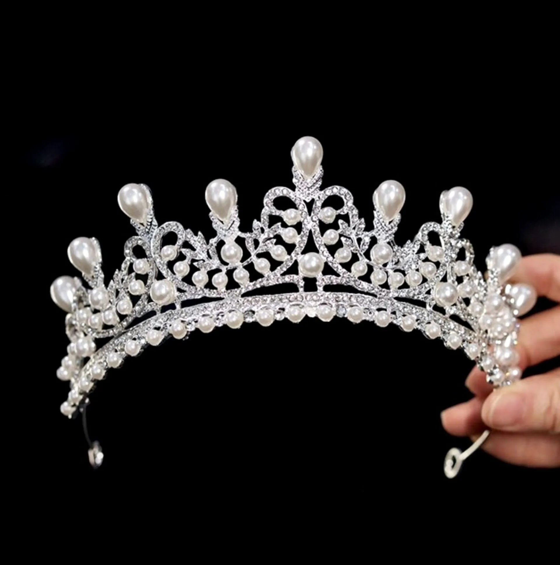 "Maddison" - Pearl Bridal Tiara - Available in Silver and Gold