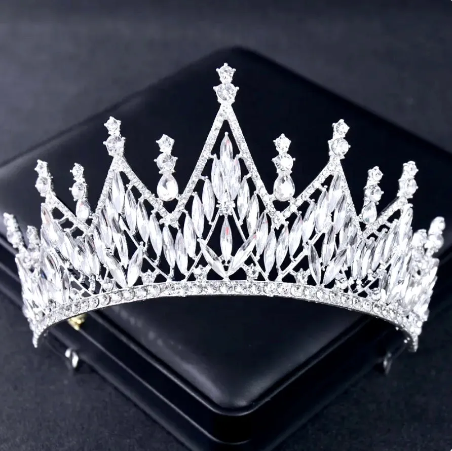 "Taline" - Silver Cubic Zirconia 3-Piece Bridal Jewelry Set With Tiara