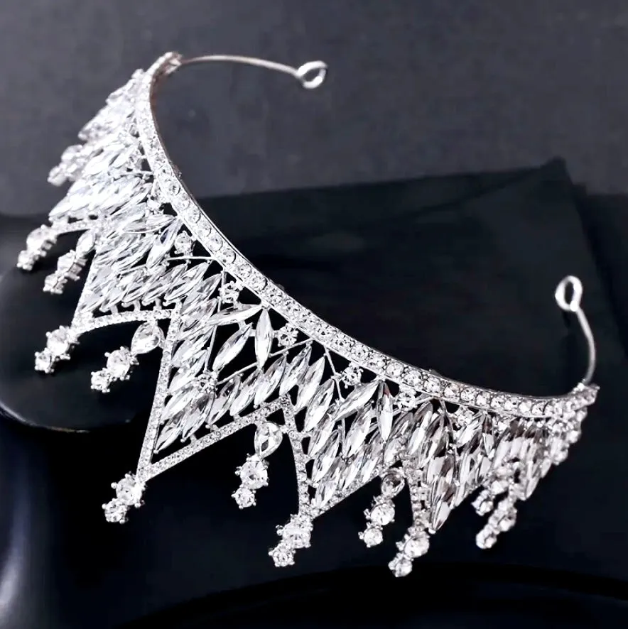 "Taline" - Silver Cubic Zirconia 3-Piece Bridal Jewelry Set With Tiara