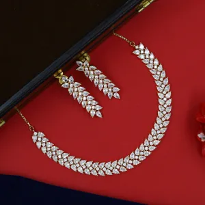Round Neck Zircon/AD Necklace Set 14855-08
