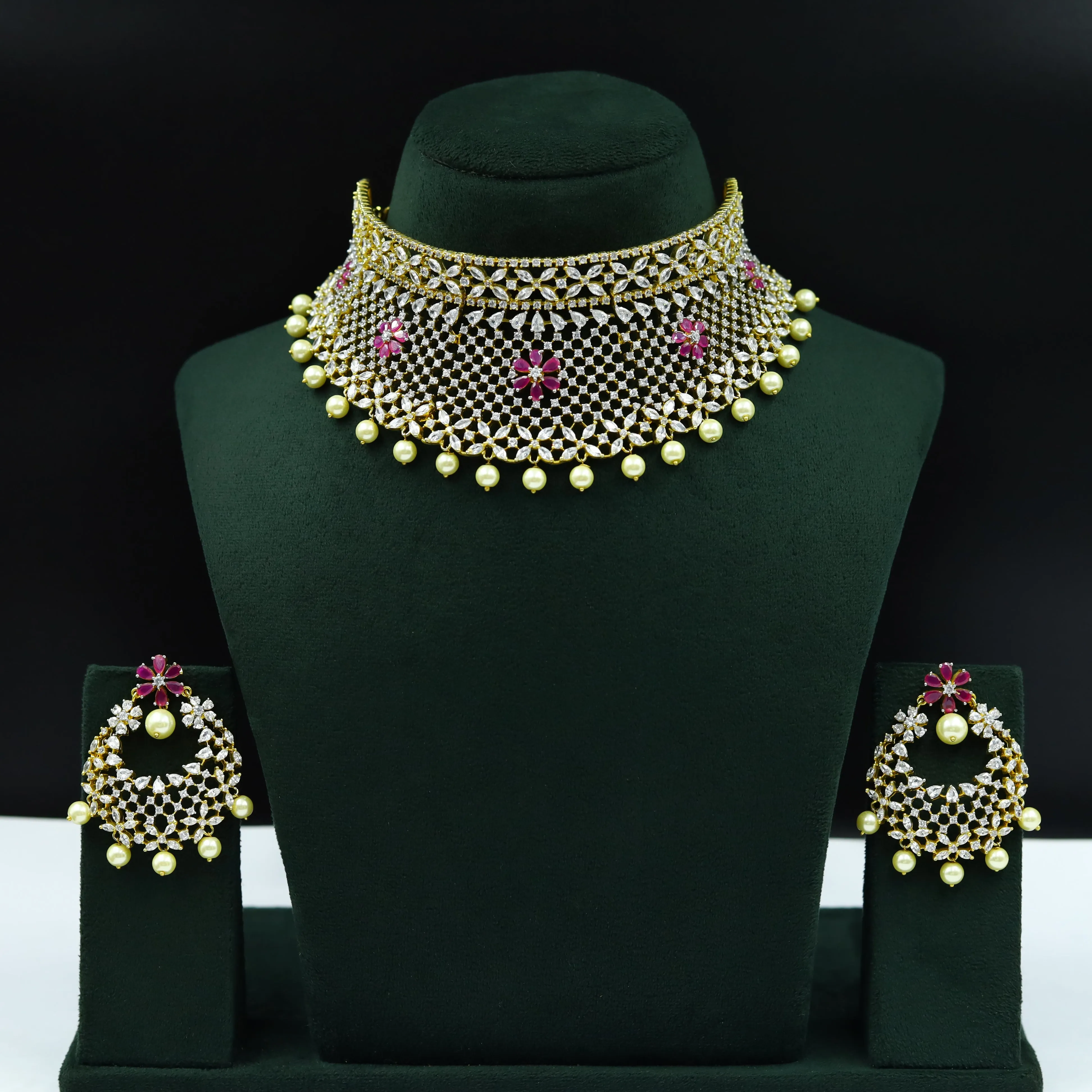 Ruby Zircon/AD Choker Set 4535-8600