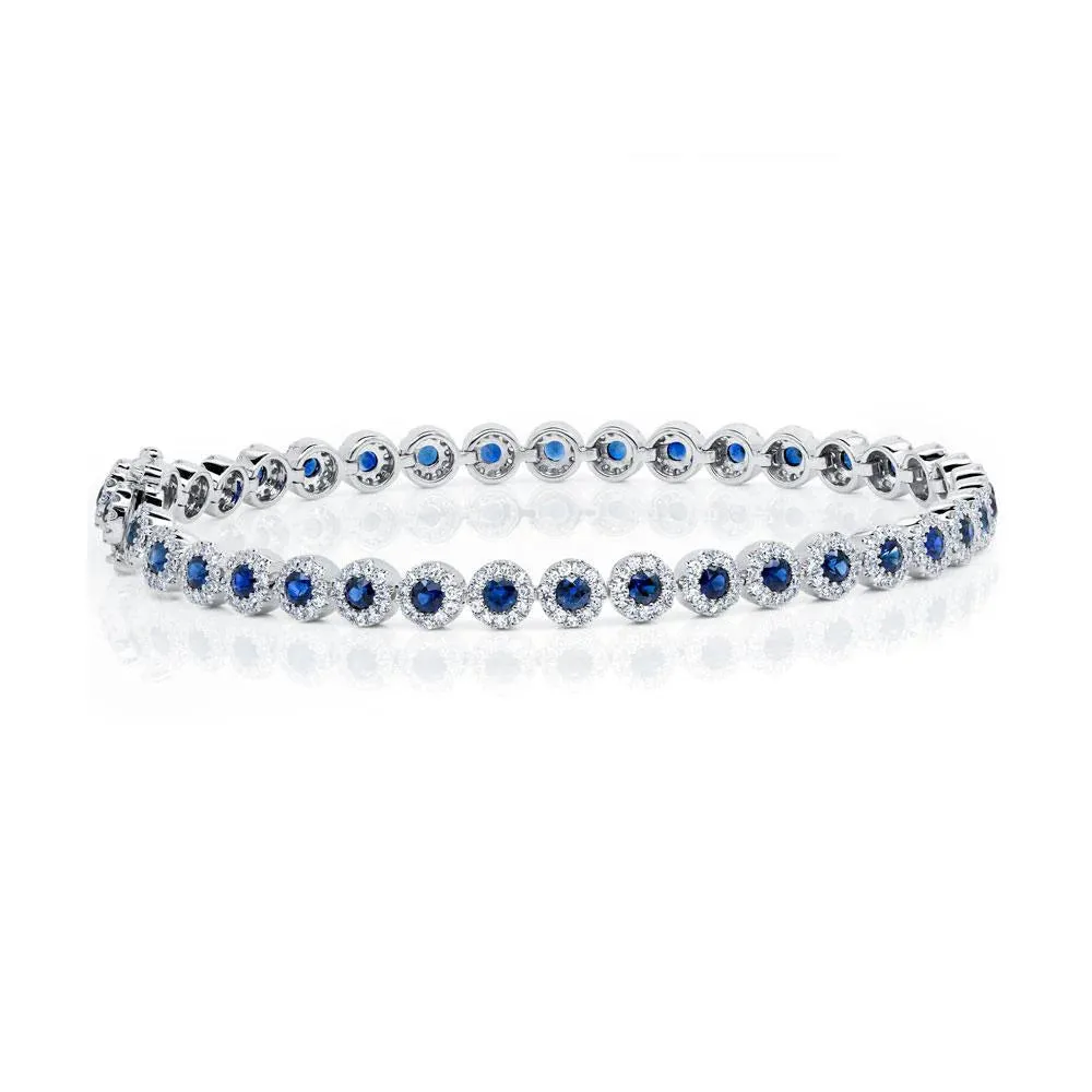 Sapphire & Diamond Halo Line Bracelet