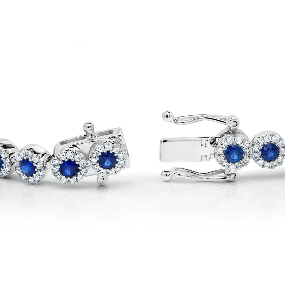 Sapphire & Diamond Halo Line Bracelet