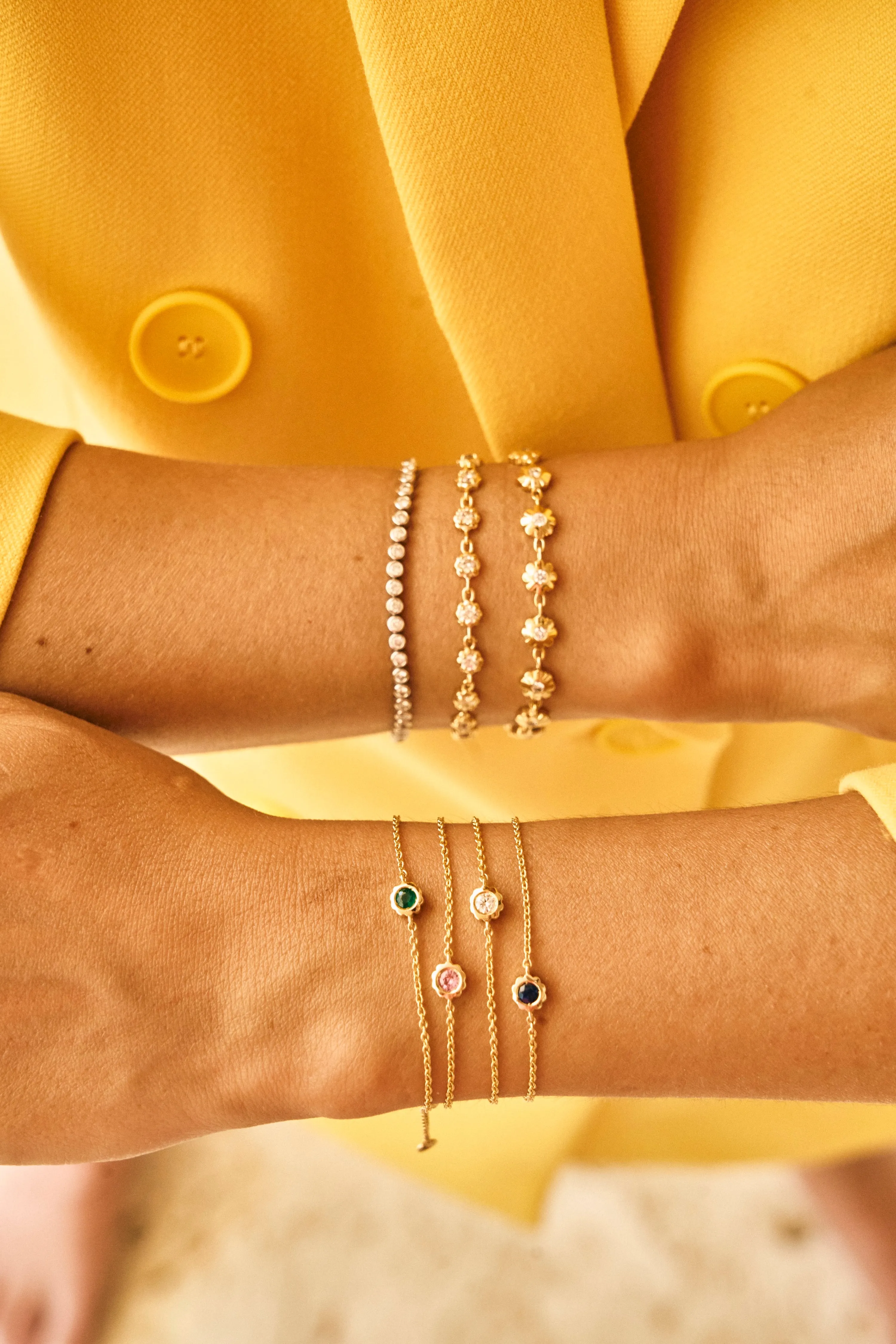 Scalloped Bezel Gemstone Bracelet