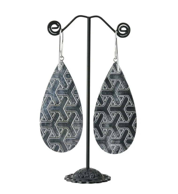Score Fossil Opal Stone White Brass Hangers / Earrings