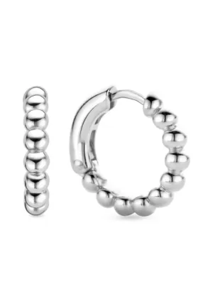 Ti Sento - Women's Beaded Ball Huggies Earrings