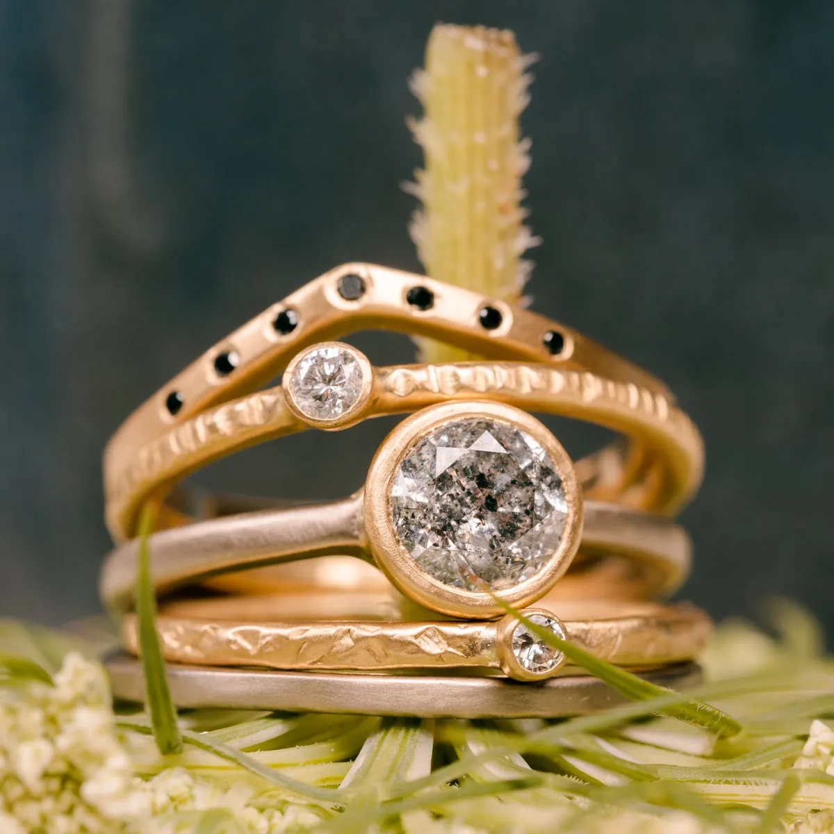 Tiara Shadow Band - 18ky Gold, 14kpw Gold   VS Diamonds, Black Diamonds