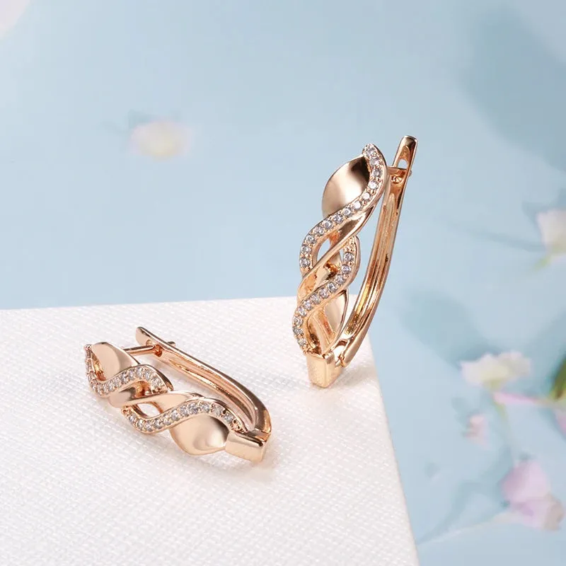 Trendy 585 Rose Gold Zircon Earrings - Luxury Wedding & Ethnic Jewelry for Brides