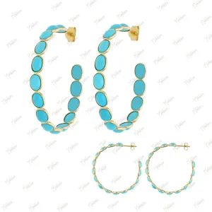 Turquoise Hoop Earrings 40mm