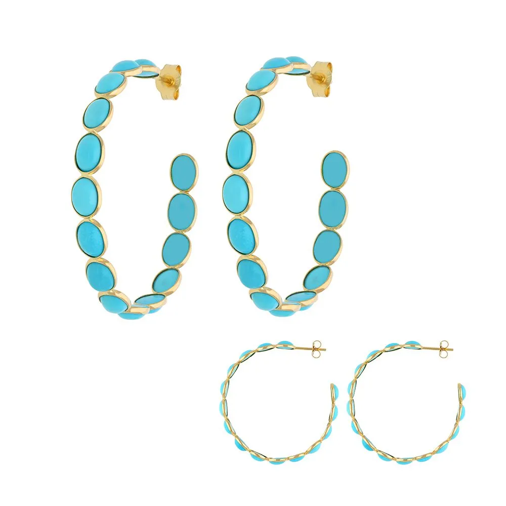 Turquoise Hoop Earrings 40mm