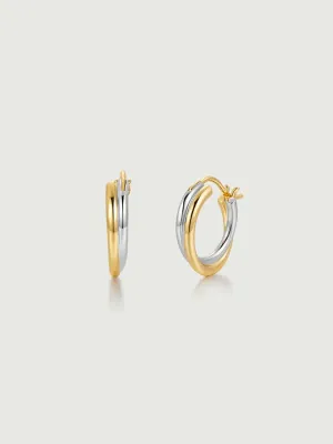 Two Tone Double Hoop Earrings