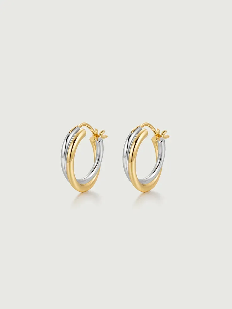 Two Tone Double Hoop Earrings