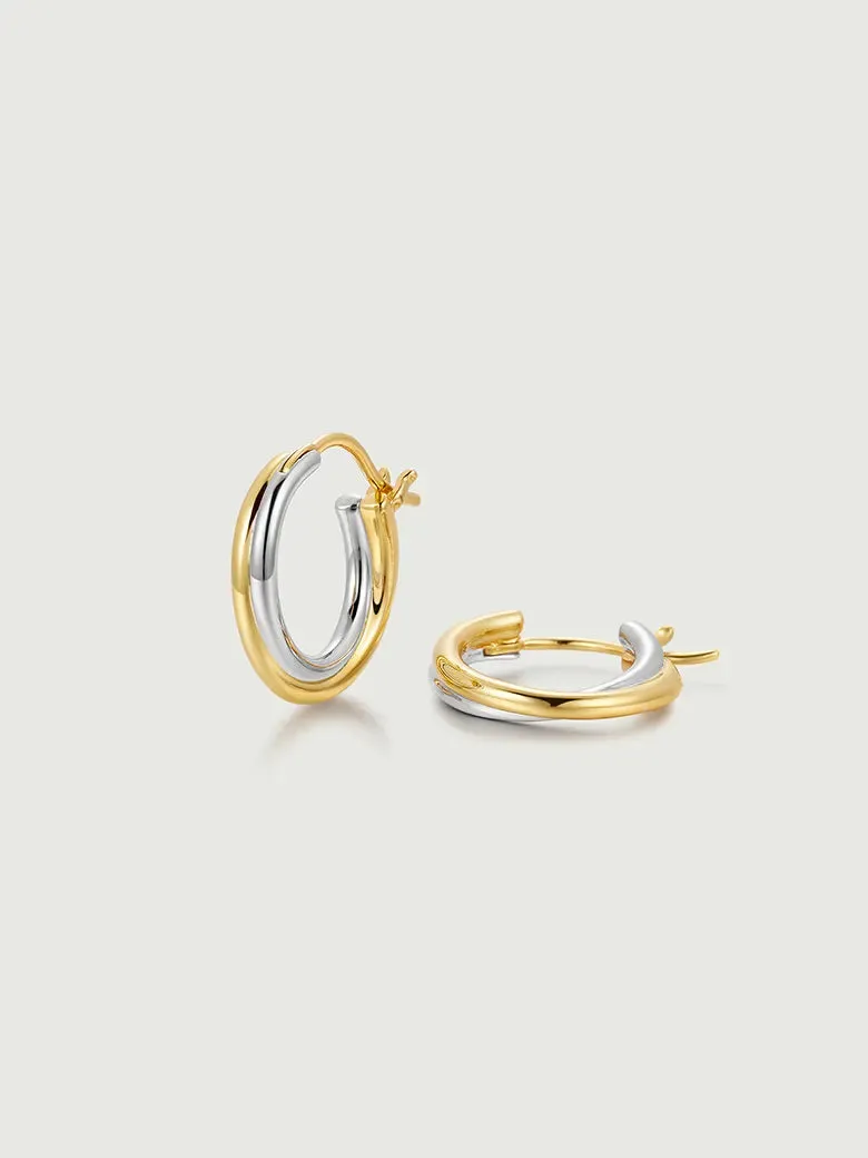 Two Tone Double Hoop Earrings