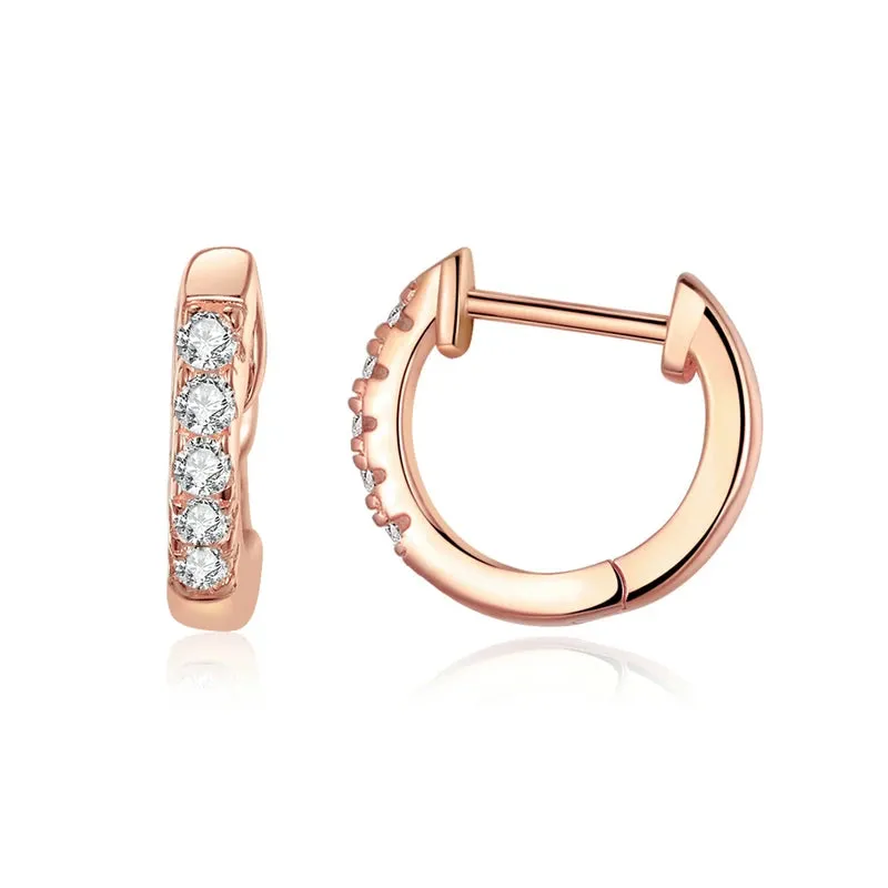 VAIGE 925 Sterling Silver Classic Small Hoop Earrings with Zircon - Huggie Stud Design SCE498