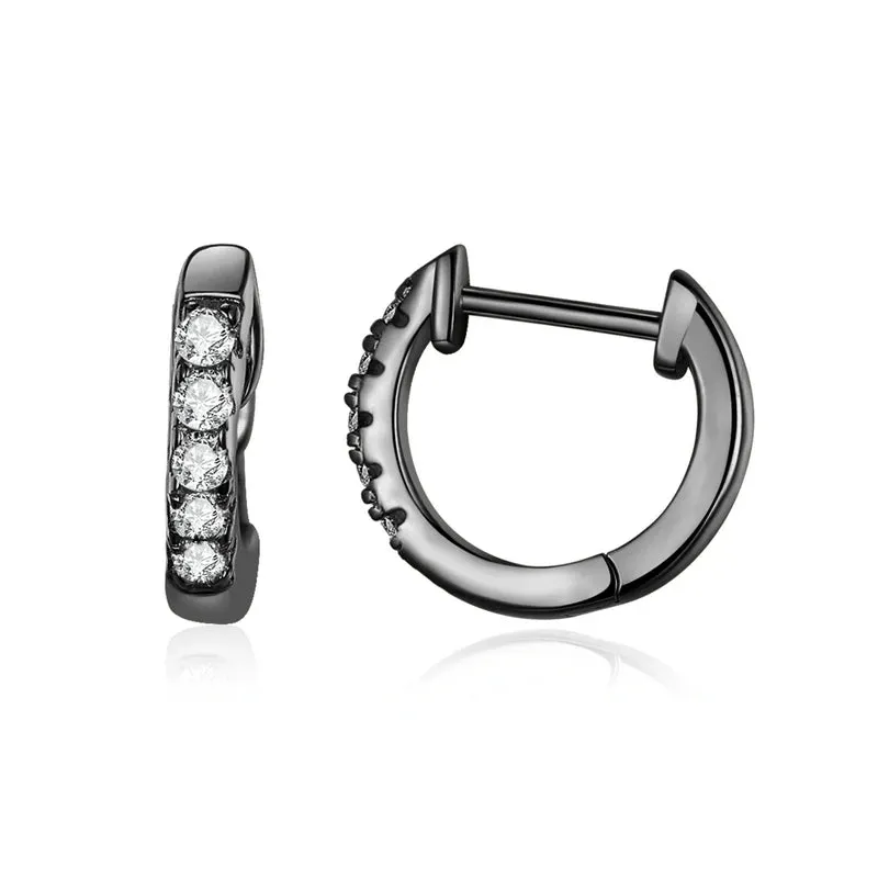 VAIGE 925 Sterling Silver Classic Small Hoop Earrings with Zircon - Huggie Stud Design SCE498
