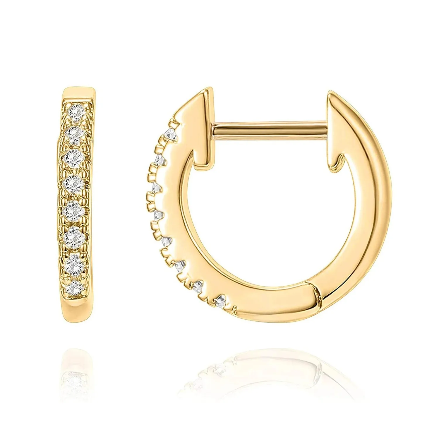 VAIGE 925 Sterling Silver Classic Small Hoop Earrings with Zircon - Huggie Stud Design SCE498