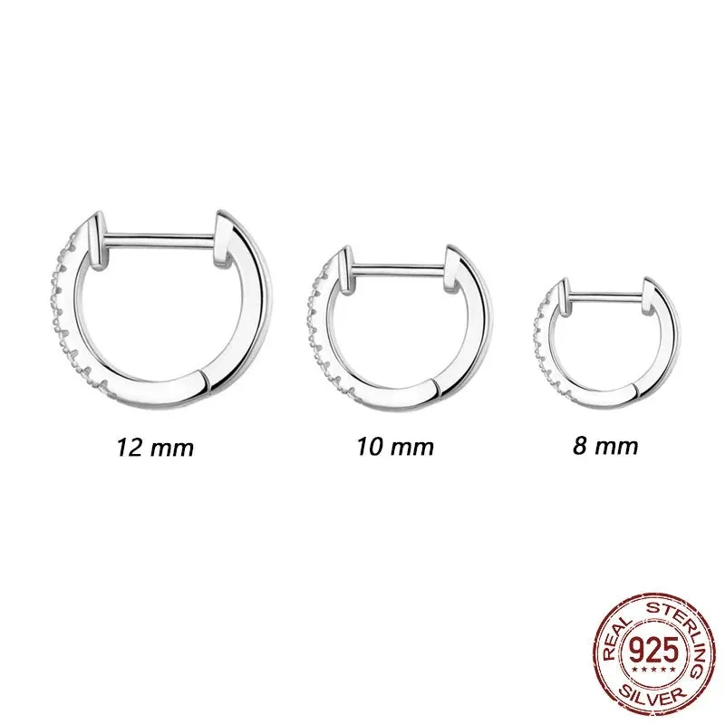 VAIGE 925 Sterling Silver Classic Small Hoop Earrings with Zircon - Huggie Stud Design SCE498