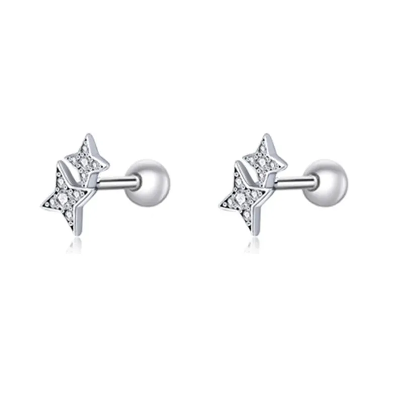 VAIGE 925 Sterling Silver Star and Butterfly Stud Earrings with Zircon and Snowflake Design, Fine Jewelry