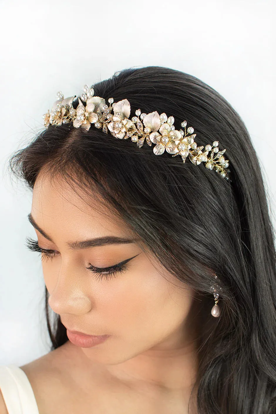 Windsor Bridal Louise Crown, Gold Pearl