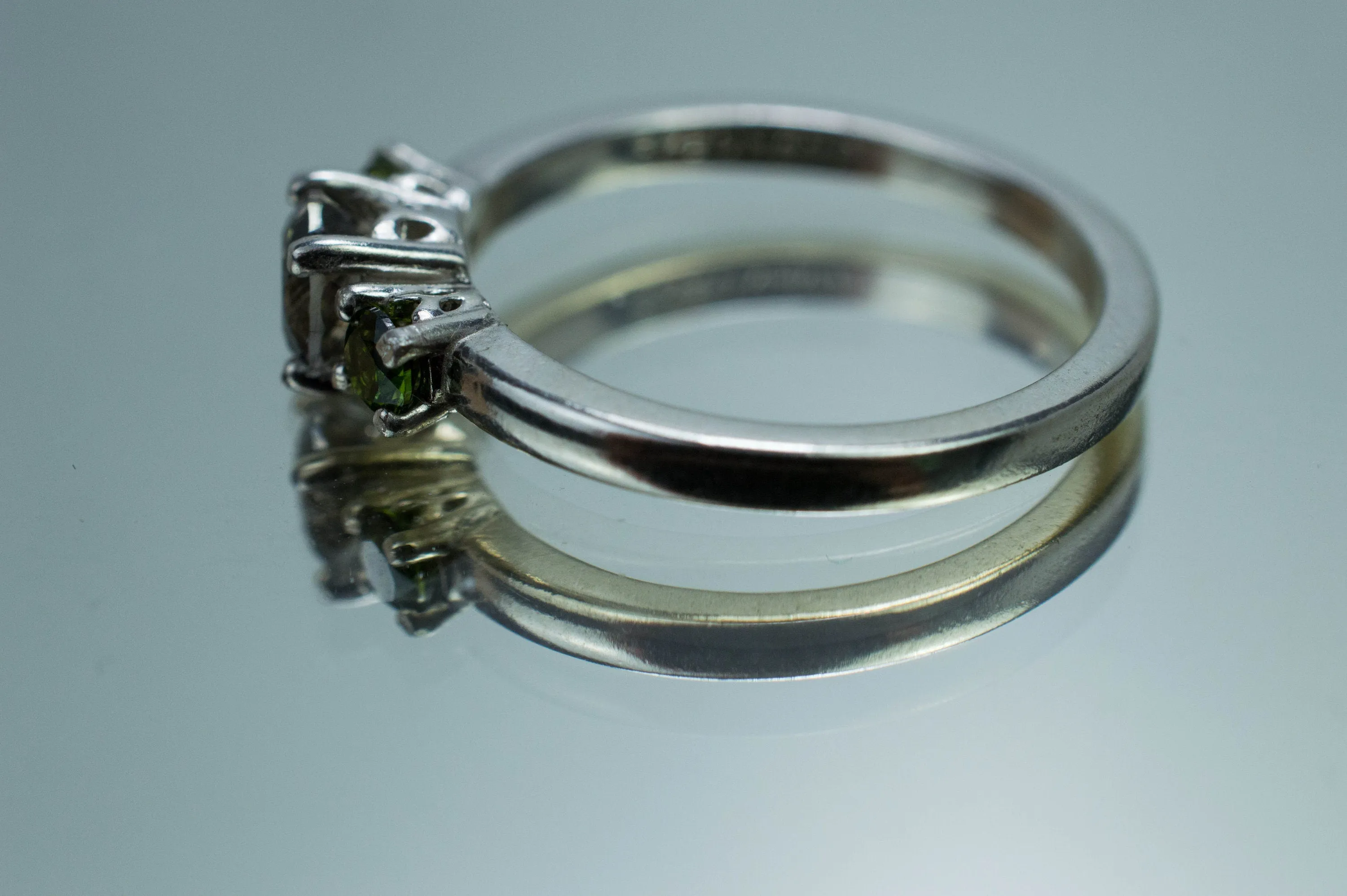 Zoisite and Green Zircon Ring, Genuine Untreated Pakistan Zoisite and Sri Lanka Zircon